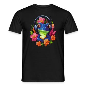 Flora Frog DJ Electronic Music Festival - Männer T-Shirt - Schwarz - Vorne - AI Model Male 178 light (178cm)