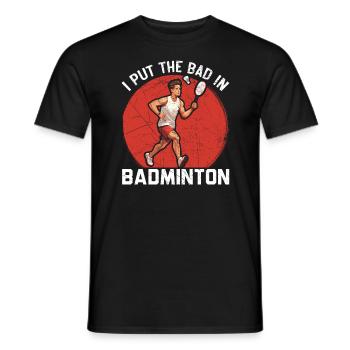 Federball Badmintonspieler Smash Racket Sport - Männer T-Shirt - Schwarz - Vorne - AI Model Male 178 light (178cm)