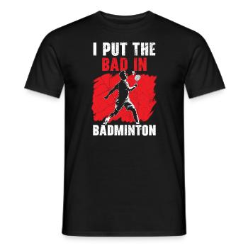 Federball Badmintonspieler Smash Racket Sport - Männer T-Shirt - Schwarz - Vorne - AI Model Male 178 light (178cm)