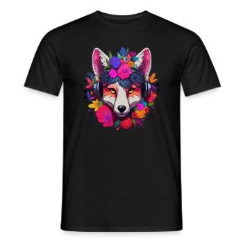 EDM Festival Flora Fox Art Electronic Festival Dj - Männer T-Shirt - Schwarz - Vorne - AI Model Male 178 light (178cm)