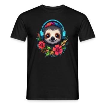 EDM Festival DJ Party Sloth Electronic Music Rave - T-shirt homme - noir - Devant - AI Model Male 178 light (178cm)