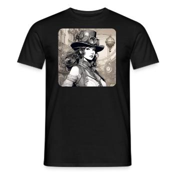 Cooles Steampunk Girl - Männer T-Shirt - Schwarz - Vorne - AI Model Male 178 light (178cm)