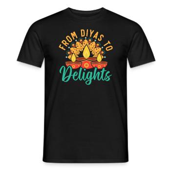 Happy Diwali Diwali Festival Indian Hindu Hinduism - Men's T-Shirt - black - Front - AI Model Male 178 light (178cm)