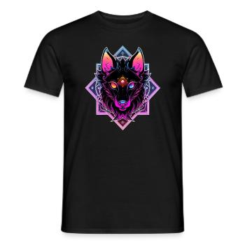 Sacred Geometrie Wolf Meditation Zen - Männer T-Shirt - Schwarz - Vorne - AI Model Male 178 light (178cm)