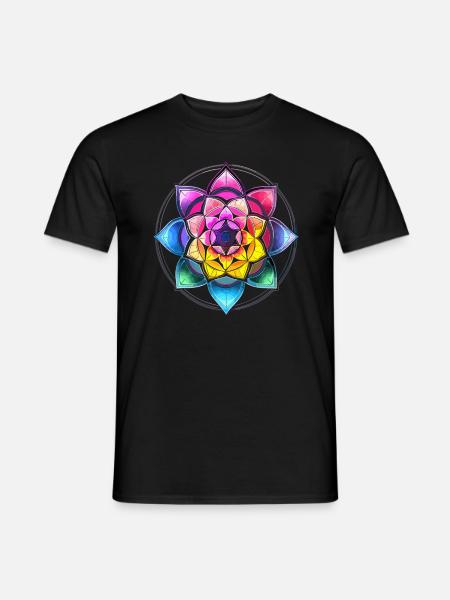 Flower Of Life Heilige Geometrie Spiritueel - Heren T-shirt - zwart