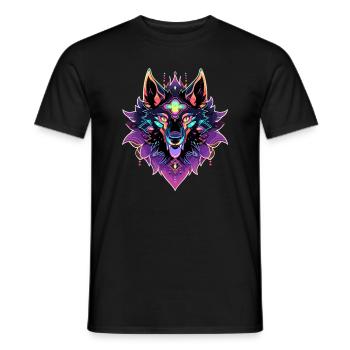 Spiritual Meditation Wolf Sacred Geometry - Männer T-Shirt - Schwarz - Vorne - AI Model Male 178 light (178cm)