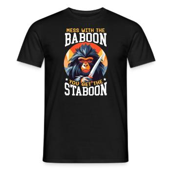 Babouin Singe Amoureux Faune Animalier Gardien de zoo - T-shirt homme - noir - Devant - AI Model Male 178 light (178cm)