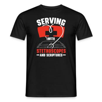 Christian Nurse RN Registered Nurse Christianity - Men's T-Shirt - black - Front - AI Model Male 178 light (178cm)