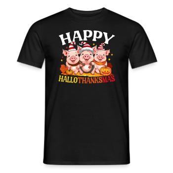 Hallothanksmas Halloween Thanksgiving Weihnachten - Männer T-Shirt - Schwarz - Vorne - AI Model Male 178 light (178cm)