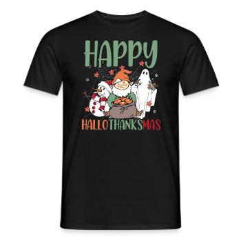 Hallothanksmas Halloween Thanksgiving Christmas - Men's T-Shirt - black - Front - AI Model Male 178 light (178cm)