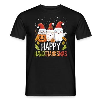 Hallothanksmas Halloween Thanksgiving Weihnachten - Männer T-Shirt - Schwarz - Vorne - AI Model Male 178 light (178cm)