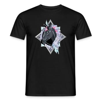 Cheval spirituel Géométrie sacrée - T-shirt homme - noir - Devant - AI Model Male 178 light (178cm)