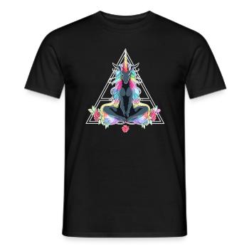 Yoga Teacher Spiritual Unicorn Meditation - Men's T-Shirt - black - Front - AI Model Male 178 light (178cm)