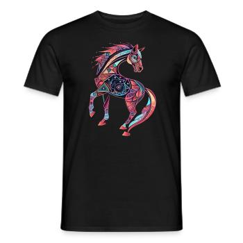 Spiritual Symbol, Horse, Sacred Geometry - Men's T-Shirt - black - Front - AI Model Male 178 light (178cm)