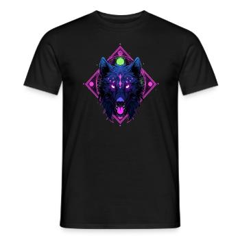 Spirituelle Symbole Heilige Geometrie Wolf - Männer T-Shirt - Schwarz - Vorne - AI Model Male 178 light (178cm)
