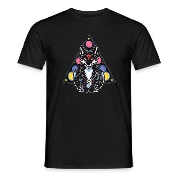 Spiritual Symbols Arty Wolf Sacred Geometry - Men's T-Shirt - black - Front - AI Model Male 178 light (178cm)