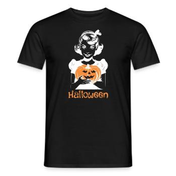 Kürbis Hexe Retro Vintage Halloween - Männer T-Shirt - Schwarz - Vorne - AI Model Male 178 light (178cm)