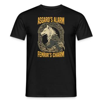 Fenrir Wolf Viking Norse Norsemen Odins Wolf - Men's T-Shirt - black - Front - AI Model Male 178 light (178cm)