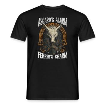 Fenrir Wolf Viking Norse Norsemen Odins Wolf - Men's T-Shirt - black - Front - AI Model Male 178 light (178cm)