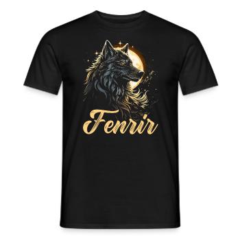 Fenrir Wolf Viking Norse Norsemen Odins Wolf - Men's T-Shirt - black - Front - AI Model Male 178 light (178cm)