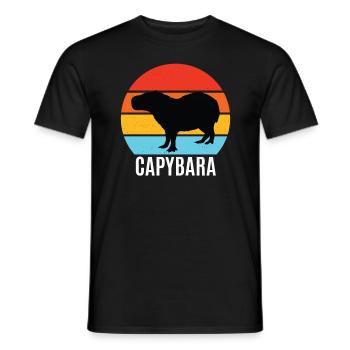 Capybara Retro Capibara Wasserschwein - Men's T-Shirt - black - Front - AI Model Male 178 light (178cm)