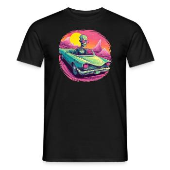 Alien Lowrider Auto Weltall Brille Sonne Wüste - Männer T-Shirt - Schwarz - Vorne - AI Model Male 178 light (178cm)