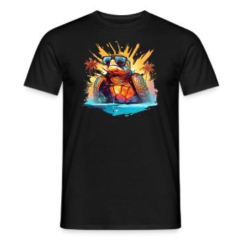 Schildkröte Sonnenbrille Sommer Strand Tier Panzer - Männer T-Shirt - Schwarz - Vorne - AI Model Male 178 light (178cm)