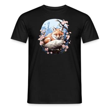 Sleeping Fox Sleepyhead Napping Sleep Fox Lover - Men's T-Shirt - black - Front - AI Model Male 178 light (178cm)