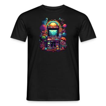 Retro Spielautomat bunt Spielen Zocken Videospiele - Männer T-Shirt - Schwarz - Vorne - AI Model Male 178 light (178cm)