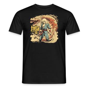 Anime Dragon Mann - Männer T-Shirt - Schwarz - Vorne - AI Model Male 178 light (178cm)