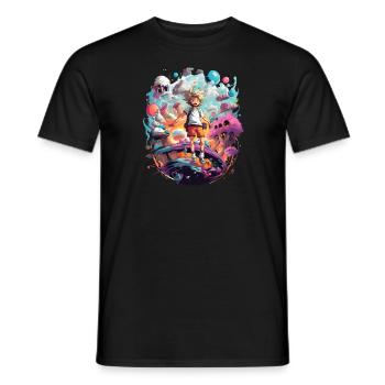 Anime Character Endteckt neue Bunte Welten - Männer T-Shirt - Schwarz - Vorne - AI Model Male 178 light (178cm)