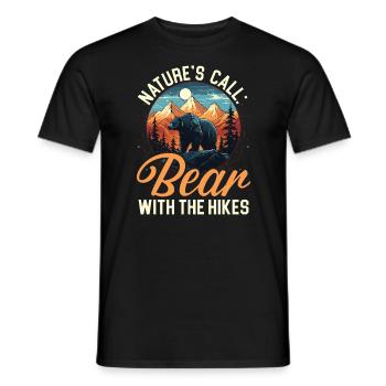 Bear Hiking Mountain Climbing Hiker Bear Lover - Men's T-Shirt - black - Front - AI Model Male 178 light (178cm)