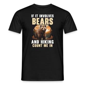Bear Hiking Mountain Climbing Hiker Bear Lover - Men's T-Shirt - black - Front - AI Model Male 178 light (178cm)