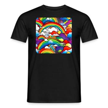 Rainbows and clouds - Men's T-Shirt - black - Front - AI Model Male 178 light (178cm)