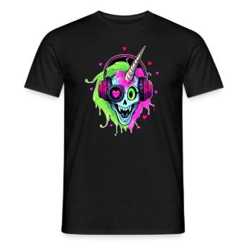Cyberpunk Unicorn DJ EDM Festival Rave - Männer T-Shirt - Schwarz - Vorne - AI Model Male 178 light (178cm)
