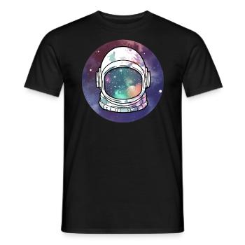 Galaxy Helmet Space Lover Astronaut - Men's T-Shirt - black - Front - AI Model Male 178 light (178cm)