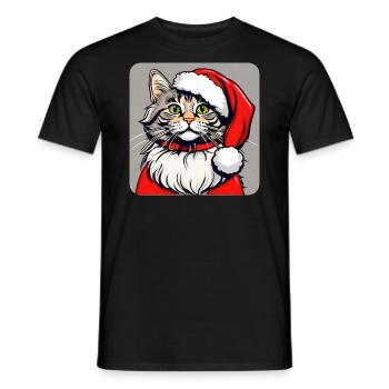 Chat de Noël mignon - T-shirt homme - noir - Devant - AI Model Male 178 light (178cm)