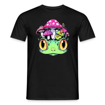 EDM DJ Party Frog Psychedelic Festival - Men's T-Shirt - black - Front - AI Model Male 178 light (178cm)
