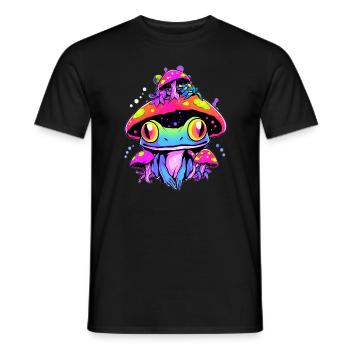 Techno Lover EDM Festival Trippy Rave - Men's T-Shirt - black - Front - AI Model Male 178 light (178cm)