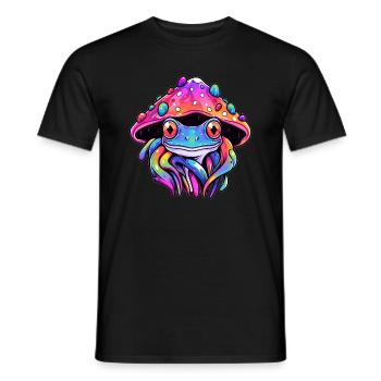 Festival psychédélique de Rave Frog EDM trippant - T-shirt homme - noir - Devant - AI Model Male 178 light (178cm)