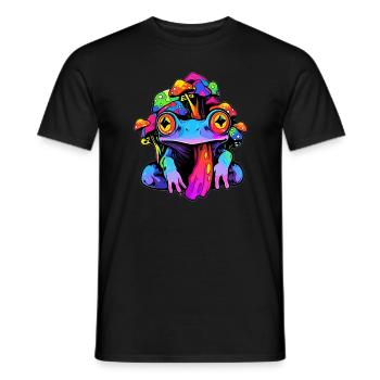 Trippy Psychedelic Mushroom Art EDM Rave - Men's T-Shirt - black - Front - AI Model Male 178 light (178cm)