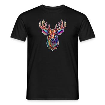 Reindeer, Animal, Nature, Rainbow, Wild, Deer, Wilderness - Men's T-Shirt - black - Front - AI Model Male 178 light (178cm)
