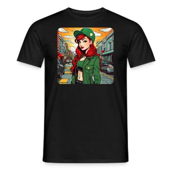 Cool Irish redhead girl - Men's T-Shirt - black - Front - AI Model Male 178 light (178cm)
