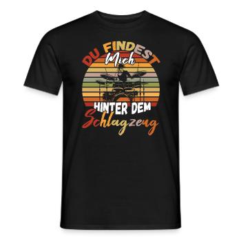 Schlagzeug Retro Drummer Instrument - Männer T-Shirt - Schwarz - Vorne - AI Model Male 178 light (178cm)