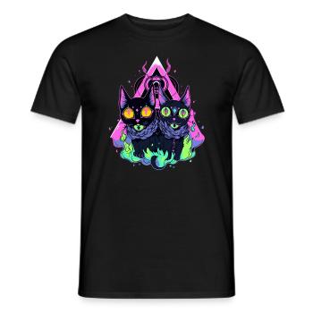 EDM Festival Trippy Chat Psychédélique Sacré - T-shirt homme - noir - Devant - AI Model Male 178 light (178cm)