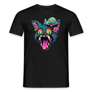 Electronic Music DJ Trippy Cat Art EDM Rave - Men's T-Shirt - black - Front - AI Model Male 178 light (178cm)