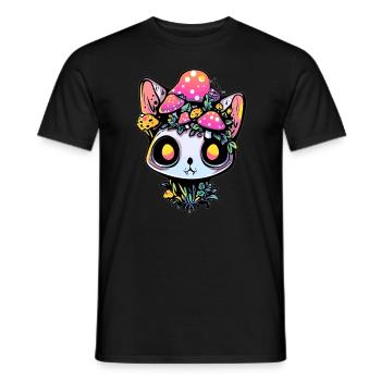 Chat Zombie Mignon Psychédélique Trippy Rave - T-shirt homme - noir - Devant - AI Model Male 178 light (178cm)
