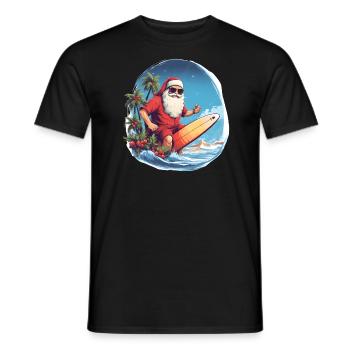Santa oder Weihnachtsmann mit Brille am Surfen - Männer T-Shirt - Schwarz - Vorne - AI Model Male 178 light (178cm)