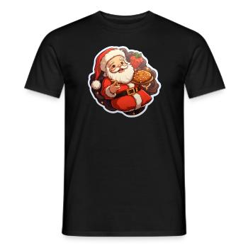Santa Claus is cookies and strawberries - Men's T-Shirt - black - Front - AI Model Male 178 light (178cm)