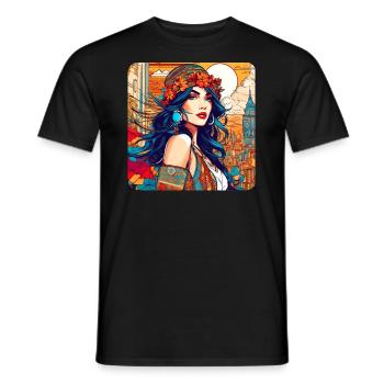 Flowerpower Girl dans le style bohème - T-shirt homme - noir - Devant - AI Model Male 178 light (178cm)